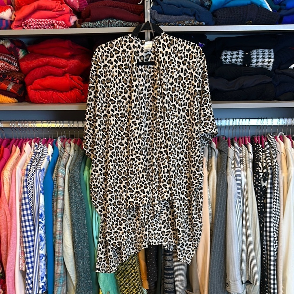 Unbranded tan/black/brown leopard short sleeve kimono size OS